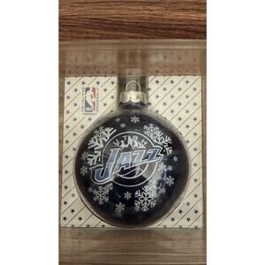 Vintage Utah Jazz Navy Blue Snowflake Glass Ornament Sports Collectors Series